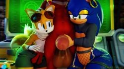 3boys 3d 3d_animation anal anal_sex animated ass balls big_ass big_balls big_penis carrying carrying_partner cum cumshot doggy_style dominant dominant_male ear_piercing earrings echidna ejaculating_cum ejaculation fat_ass femboy fishnet_bottomwear fishnets flexing flexing_bicep floppy_cock fox furry furry_only gay gay_domination gay_sex goggles goggles_on_head handjob hat huge_ass huge_cock illamajamma indoors jiggle jiggling_ass knuckles_the_echidna large_ass lipstick looking_pleasured machine makeup male male_only maledom muscular muscular_male nude nude_male penis penis_size_difference piercing shorts sonic_(series) sonic_the_hedgehog sonic_the_hedgehog_(series) sound stand_and_carry_position standing standing_sex submissive submissive_male tail tails_the_fox thick_ass thick_thighs thunder_thighs video wide_hips yaoi