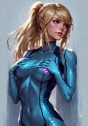 1girls ai_generated beautiful big_breasts big_thighs blonde_hair blue_eyes bodysuit boobs boobs_out breasts breasts_out female female_only flashing flashing_breasts general huge_breasts long_hair looking_at_viewer metroid midriff navel nintendo nude nude_female open_clothes open_shirt ponytail sam0009 samus_aran seductive seductive_look seductive_smile simple_background skin_tight smile smiling_at_viewer solo solo_female standing stripping tagme teasing thick_thighs tits_out topless video wide_hips