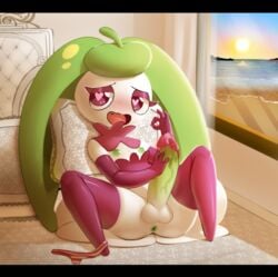 1futa 2016 anus ass beach bed dickgirl erect_nipples erection eyelashes fangs feet futa futa_only futanari girly gloves green_hair green_penis green_skin half-closed_eyes heart heart-shaped_pupils intersex large_penis looking_at_viewer manene mostly_nude nintendo nipples open_mouth panties panties_around_one_leg penis pillow plant pokemon pokemon_sm precum purple_eyes sky smile solo solo_futa steenee sun testicles thighhighs tongue veins veiny_penis video_games water white_skin window