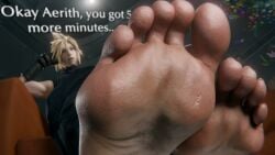 aerith_gainsborough cloud cloud_strife feet female final_fantasy final_fantasy_vii foot_fetish foot_focus giant giant_male hpmw-fan45 male male_focus micro minigirl shrunken_female
