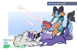 2_penises absurd_res anal anal_sex anthro ass bodily_fluids cum cum_inside digital_media_(artwork) dragon duo english_text erection frottage gameplay_mechanics garchomp generation_3_pokemon generation_4_pokemon genital_fluids genitals gin_(silverzero) gui hair health_bar hi_res internal male male/male male_penetrated male_penetrating male_penetrating_male mammal multi_genitalia multi_penis mythological_creature mythological_scalie mythology nintendo nude open_mouth paw-pawmot penetration penile penile_penetration penis penises_touching pokemon pokemon_(species) pokemon_battle pokemon_move power_bottom scalie sex swampert tail text