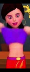 1girls ai_generated beautiful big_breasts black_hair boobs_out breasts breasts_out female female_only flashing flashing_breasts general heroine huge_breasts indian_clothes jewelry long_hair looking_at_viewer midriff motu_patlu nude nude_female open_clothes open_shirt ornament sam0009 standing stripping tagme tits_out topless traditional traditional_clothes video