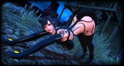 cat_girl catgirl corruption evil_smile female final_fantasy_xiv gpose(ffxiv) hero_turned_villian heroine_in_trouble miqo'te venom warrior_of_light_(ff14)