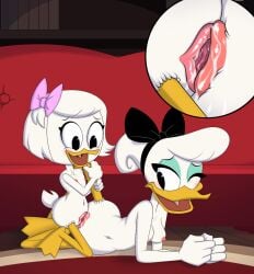2girls age_difference breasts cub daisy_duck ducktales ducktales_(2017) dzk flat_chest lesbian_sex older_female_and_younger_female pussy_juice scissoring small_breasts teenage_girl teenager tribadism webby_vanderquack wet_pussy yuri