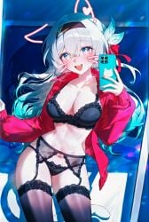 :d absurd_res ai_generated alternate_breast_size alternate_costume animal_ears aqua_hair bare_shoulders black_bra black_garter_belt black_hairband black_panties black_thighhighs blue_bow blue_eyes blue_hair blue_pupils blush bow bow_bra bow_hairband bra breasts bright_pupils butterfly_hair_ornament cat_ears cat_tail cellphone cleavage collarbone collared_shirt colored_inner_hair contrapposto cowboy_shot crossed_bangs female fingernails firefly_(honkai:_star_rail) frills furry garter_belt garter_straps gradient_eyes gradient_hair green_hair grey_eyes grey_hair grey_thighhighs hair_between_eyes hair_intakes hair_ornament hair_ribbon hairband hairbow halo hand_up hands_up head_tilt heart heterochromia holding holding_phone honkai:_star_rail honkai_(series) indoors jacket kemonomimi_mode lace lace-trimmed_bra lace-trimmed_legwear lace-trimmed_panties lace-trimmed_thighhighs lace_trim large_breasts lingerie long_hair long_sleeves looking_at_viewer medium_breasts ministro mirror multi-strapped_panties multicolored_eyes multicolored_hair nail_polish navel open_clothes open_jacket open_mouth open_shirt panties phone pink_eyes pink_hair pink_halo pink_nails pink_pupils puffy_long_sleeves puffy_sleeves purple_eyes red_bow red_cardigan red_jacket red_nails red_ribbon red_shirt reflection ribbon selfie shirt sidelocks single_braid sleeves_past_wrists smartphone smile solo standing stomach streaked_hair string_bra string_panties sweat sweatdrop symbol-shaped_pupils tail taking_picture teeth thighhighs thighs track_jacket two-tone_hair underwear underwear_only upper_teeth_only very_long_hair whisker_markings whiskers white_bow white_hair