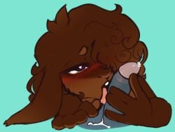 2d 2d_(artwork) 2d_artwork androgynous blush blush_lines brown_fur brown_hair bunny bunny_ears circumcised cock cocknix curly_hair dick drooling furry furry_only futanari glossy_glans gray_dick gray_penis grey_body grey_cock grey_dick grey_penis hand_on_cock hand_on_dick hand_on_penis heart-shaped_pupils heart_eyes intersex licking licking_penis nonbinary penis precum procreate procreate_(software) purple_eyes round_eyebrows saliva shiny_cock yiff