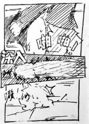 absurd_res anal anal_sex anthro black_and_white black_clothing black_topwear bodily_fluids bovid caprine chinese_text clothing comic doggy_style duo female from_behind_position hi_res internal internal_anal lokaner male mammal monochrome pen_(artwork) penetration penile penile_penetration penis_in_ass sex sheep tears tears_of_pleasure text topwear traditional_media_(artwork) wang_fang white_clothing white_topwear