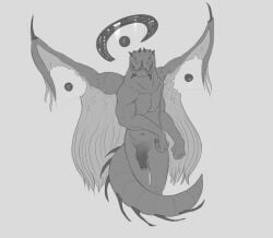 aduran anthro chin_spikes dragon facial_spikes foreskin front_view genitals head_spikes humanoid_genitalia humanoid_penis male male_anthro monochrome mouth_closed mythological_creature mythological_scalie mythology narrowed_eyes navel nude penis portrait scalie simple_background solo spiked_tail spikes spikes_(anatomy) standing tail three-quarter_portrait uncircumcised unusual_anatomy unusual_wings wings