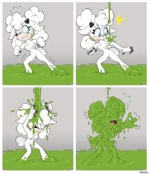 2026 anthro areola blue_eyes bodily_fluids bovid breasts caprine chest_tuft clenched_teeth comic emanata eyelashes eyes_closed female flying_sweatdrops genitals green_slime hi_res horn idw_publishing innie_vulva lanolin_the_sheep mammal messy nipples nude one_eye_closed open_mouth qajarito sega sheep slime solo sonic_(series) sonic_the_hedgehog_(comics) sonic_the_hedgehog_(idw) sonic_the_hedgehog_(series) sticky stuck sweat sweatdrop teeth tuft vulva wam white_body wince
