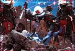 3d 3d_(artwork) adepta_sororitas futa_on_futa futanari interspecies interspecies_sex poseidonx sisters_of_battle tattoo tattoos tau warhammer_(franchise) warhammer_40k white_hair
