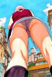 1girls ai_generated anus ass ass_focus back_view bent_over big_ass boots faceless_female facing_away female female_focus from_behind from_below huge_ass kneeling kunoichi legwear light-skinned_female light_skin long_hair looking_away low-angle_view lower_body manga_style naruto naruto:_the_last naruto_(series) ninja panties pink_hair pink_panties presenting presenting_ass presenting_hindquarters presenting_pussy pussy rear_view sakura_haruno shoulder_length_hair skirt standing viewed_from_below
