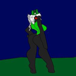 1x1x1x1_(forsaken) artist_request ass betrayed_1x1x1x1 big_ass big_breasts black_body breasts female forsaken_(roblox) green_body red_eyes roblox roblox_game robloxian rule_63 source_request standing tagme white_hair