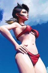 bikini black_hair female hot_spring marvel marvel_rivals peni_parker peni_parker_(marvel_rivals) swimsuit
