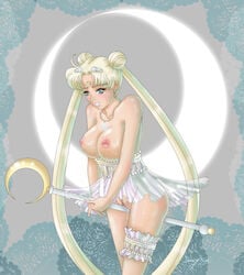 1girls areolae artist_request big_breasts bishoujo_senshi_sailor_moon blonde_hair blue_eyes breasts clothed_masturbation clothing crotch_rub curvy dress erect_nipples female female_only garters hair_ornament jewelry large_breasts lingerie long_hair maboroshi_no_ginzuishou masturbation moon necklace nipples no_bra no_panties no_underwear pussy rubbing_pussy scepter see-through see-through_clothing see-through_dress solo underwear usagi_tsukino