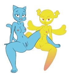 alpha_channel anthro anus ass blue_fur breasts cartoon_network feline female female_only full_frontal fur half-closed_eyes horn humanoid looking_at_viewer mammal mature_female mother navel nicole_watterson nipples paradox-sin parent penny_fitzgerald pussy red_eyes shape_shifter simple_background sitting smile teasing the_amazing_world_of_gumball transparent_background whiskers wings