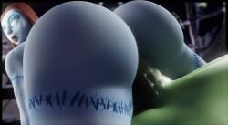 1boy 1girls 3d 3d_(artwork) anal_sex big_ass big_penis blue_skin cum_inside cum_on_penis detailed_background disney drakepowers female fortnite green_skin halloween huge_ass male monster monster_cock nightmare_before_christmas penis ragdoll red_hair sally_(the_nightmare_before_christmas)