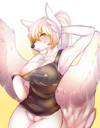 angel_wolf anthro armpits breasts canine celeste_falore dk- exercise female looking_at_viewer mammal mature pussy solo wings wolf