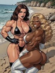 1boy 2girls abs ai ai_generated animated ass balding beach bikini bisexual bisexual_female black_eyes black_female black_hair black_leather black_lipstick blond_hair blonde blush boots breasts brown_eyes brown_hair brunette dancing dark-skinned_female earring fat_male female female/female/male female_on_female female_on_male g-string glasses gloves group_hug hairy_chest hairy_stomach happy hips hugging interracial large_ass large_breasts leather leather_bikini leather_boots leather_g-string leather_gloves light-skinned_female light-skinned_male lipstick long_gloves long_hair looking_at_viewer male male/female multiple_girls muscular muscular_female noiret oc oiled oiled_body oiled_skin original_character outdoors pierced_ear piercing seaside short_hair shorts sound thigh_high_boots thigh_highs thighhighs touching_each_other vascular video voluptuous voluptuous_female wavy_hair white_female white_leather white_lipstick white_male