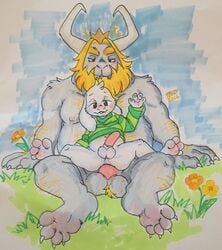 anal asgore_dreemurr asriel_dreemurr balls big_dom_small_sub celestial cub gay incest male penis size_difference traditional undertale young