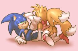 2boys anthro anus ass balls blue_fur crossdressing elbow_gloves feet furry gay girly hedgehog leggings male_anthro male_only mammal namelessenemy penis socks sonic_(series) sonic_the_hedgehog stockings tails