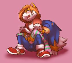 anal ass balls blue_fur chastity chastity_cage chastity_device crossdressing elbow_gloves femboy furry gay girly hedgehog leggings male male_chastity mammal miles_prower namelessenemy penis sega sonic_(series) sonic_the_hedgehog stockings sweat tails yaoi