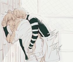 against_wall anal_penetration anal_sex aoyagi_touya blushed_face blushing cumming cumming_in_ass cumming_while_penetrated dick_in_ass drooling feeling_pleasured fucked_from_behind fucking_ass fucking_while_cumming gay_sex horny_male jerking_off_another kissing_neck leaking_cum leaking_precum making_love male/male masturbating_other masturbating_while_penetrated moaning pants_down partners penetrated_male penetrated_while_standing penetrating_ass penetrating_male penetration penetration_from_behind project_sekai shinonome_akito thrusting thrusting_into_ass two-tone_hair wall_sex