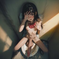 after_cumshot after_masturbation ai_generated balls black_hair blunt_bangs blush bowtie breasts brown_eyes caught_in_the_act caught_masturbating covering_eye covering_face crying cum cum_dripping_from_penis cum_in_toilet cum_on_body cum_on_floor cum_on_wall cum_string devaster embarrassed excessive_cum flat_chest from_above full_body futanari hands huge_cock indoors intersex legs_spread loafers long_penis looking_at_viewer masturbation motion_blur nipples open_mouth penis pov restroom restroom_stall schoolgirl shadow shocked shocked_expression sitting skinny_futa skinny_legs slim_waist small_breasts solo_futa sticky_cum sunset testicles thick_cum tile_floor toilet yellowish_cum