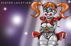 2016 8k animatronic baby_(fnafsl) big_breasts breasts circus_baby circus_baby_(fnaf) dipgd female five_nights_at_freddy's five_nights_at_freddy's:_sister_location glowing glowing_eyes green_eyes hair humanoid machine orange_hair presenting presenting_pussy pussy robot sister_location smile solo video_games