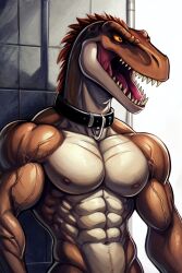 ai_generated anthro dinosaur dromaeosaurid male reptile scalie theropod velociraptor
