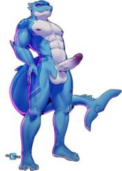 1boy abs anthro balls big_penis cirrus_(xp) erection fish full-length_portrait full_length humanoid_penis looking_at_viewer male male_only marine muscular nlr_domain nude pecs penis portrait shark solo standing