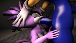 3d anthro blaze_the_cat blue_fur breasts feline fellatio hedgehog interspecies oral oral_penetration penetration penis purple_fur sex sonic_(series) sonic_the_hedgehog toxictigerex