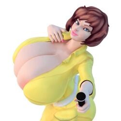 1girls 3d 3d_(artwork) alternate_breast_size april_o'neil april_o'neil_(tmnt_1987) areola_slip big_breasts bimbo_lips blue_eyes breasts brown_hair bulging_breasts bursting_breasts busty cleavage clothing curvy enormous_breasts female female_only gigantic_breasts holding_microphone holding_object huge_breasts human human_female human_only hyper_breasts jumpsuit large_breasts light-skinned_female light_skin lips lipstick looking_at_viewer mammal massive_breasts mature mature_female microphone news_reporter pink_lipstick reporter seductive seductive_smile shocking_(artist) smiling smiling_at_viewer solo solo_female solo_focus stuntman_lopez teenage_mutant_ninja_turtles tmnt_1987 top_heavy top_heavy_breasts voluptuous voluptuous_female white_background yellow_jumpsuit