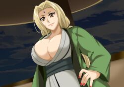 1girls big_breasts blonde_hair boruto:_naruto_next_generations breast_focus brown_eyes busty cleavage female female_focus female_only forehead_jewel forehead_mark gilf hair_ribbon hand_on_hip hi_res high_resolution highres large_breasts light-skinned_female light_skin long_hair looking_at_viewer looking_down makeup mature mature_female milf nail_polish naruto naruto_(classic) naruto_(series) naruto_shippuden oppai pale-skinned_female pale_skin pink_lips pink_lipstick pinup pose posing red_nail_polish red_nails ribbon robe shounen_jump smile smiling smiling_at_viewer solo solo_female solo_focus standing tied_hair tsunade twintails very_long_hair voluptuous voluptuous_female wavelevel5 yukata