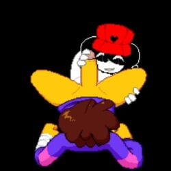 1:1 1boy 1boy1girl 1female 1girls black_background black_hair butcher_vanity_(synthesizer_v) cum female frisk frisk_(undertale) gameplay hand_on_hip handjob hat love_maniac red_eyes red_hat sound sound_effect sound_effects tagme undertale undertale_(series) video white_body white_skin yi_xi_(synthesizer_v)