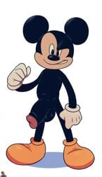 1boy 2016 balls crazedg disney flaccid gloves humanoid_penis looking_at_viewer male male_only mickey_mouse mouse nude penis shoes solo standing testicles thick_penis white_background