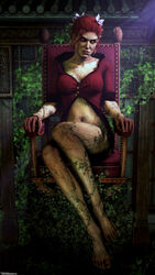 1girls 3d ass bare_legs barefoot batman:_arkham_knight batman_(series) big_breasts breasts chair clothed dc dc_comics eyebrows eyes feet female female_only fingers flower full_body green-skinned_female green_skin hands hips large_breasts legs lipstick long_hair looking_at_viewer makeup nails nose pamela_isley plant poison_ivy poison_ivy_(arkham) poison_ivy_(arkham_knight) red_hair red_lipstick rocksteady_studios sitting solo source_filmmaker stomach tattoo the_firebrand thigh_highs toes white_eyes
