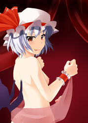 1futa :p akaneman ass back bat_wings blush breasts futa_only futanari hat highres intersex looking_back mob_cap naughty_face nipples nude penis red_eyes remilia_scarlet sash see-through small_breasts smile solo tongue tongue_out touhou usami_akane wings wrist_cuffs