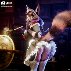 1:1 2021 3d_(artwork) ami_(personalami) anthro big_breasts black_body black_fur bottomwear breasts brown_hair brown_nose cameltoe cinema4d clothing digital_media_(artwork) domestic_cat felid feline felis female fur globe hair hi_res inside maid_uniform maine_coon mammal open_mouth orange_body orange_eyes orange_fur painting panties pattern_bottomwear pattern_clothing pattern_panties pattern_underwear photorealism ponytail raised_tail solo striped_bottomwear striped_clothing striped_panties striped_underwear stripes surprise text underwear uniform upskirt url watermark zorryn