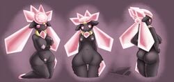 1girls 2016 alternate_color anthro anthrofied areolae arms_behind_back ass back big_ass black_skin breast_grab breasts diancie english_text eyelashes feet female gem half-closed_eyes hand_on_hip hands_on_hips hi_res huge_breasts jewelry kneeling large_breasts latiar looking_at_viewer looking_back navel necklace nintendo nude open_mouth pink_background pink_eyes pokémon_(species) pokemon pokemorph pubic_hair pussy red_sclera shiny_pokemon sideboob simple_background small_breasts solo standing text thigh_gap tongue video_games watermark wide_hips