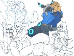 bedroom_eyes bottomless canine clothed clothing cocker_spaniel eeveelution eyewear female glasses half-closed_eyes male mammal markings matuska myifee nintendo penis pokémon_(species) pokemon pussy seductive shiny_pokemon sketch smile straight taur umbreon video_games zeal