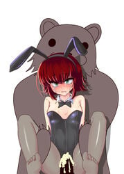 1girls annie_hastur blush bowtie bunny_ears bunnysuit cum cum_in_pussy detached_collar feet female green_eyes held_up league_of_legends pantyhose pedobear rape red_hair restrained rnerhlrl short_hair tagme tears through_clothes