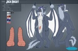 2015 balls dragon frostwyrm102 hair horn jack_knight knot male model_sheet nude penis wings