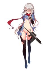 9a-91_(girls_frontline) breasts girls'_frontline gun nightmaremk2 no_bra nopan photoshop possible_duplicate thighhighs torn_clothes weapon