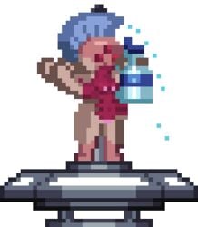 alcohol animated beverage blinking breasts dancing female fish hylotl low_res marine pixel_art pole pole_dancing pussy starbound stripper transparent_background travelling_merchant