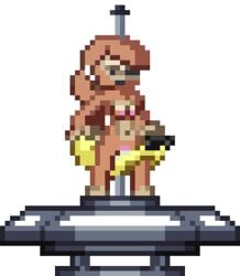 animated anthro apex_(starbound) banana breasts dancing female food fruit furry grinding low_res mammal pixel_art pole pole_dancing starbound stripper transparent_background travelling_merchant