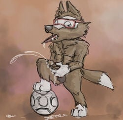 1boy 2018_fifa_world_cup anthro arctic_wolf canine furry gdane male male_only mammal mascot penis simple_background soccer solo specs sport wolf world_cup zabivaka