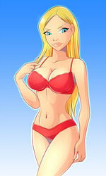 1girls belly blonde_hair blue_eyes bra breasts cleavage cornelia_hale female female_only hips hourglass_figure huge_breasts large_breasts legs long_hair navel panties solo thighs w.i.t.c.h. zfive