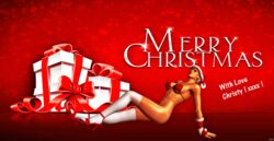 3d ass background bikini christie_(doa) christmas closed_eyes cyberbrian360 dead_or_alive feet female fingerless_gloves gloves grey_hair hat human legs merry_christmas outfit posing presents santa_hat santa_outfit shoes solo stockings tecmo video_games xnalara xps