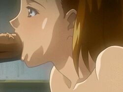 00s 1boy 1boy1girl 1girls 2000s 2000s_and_2010s_style 2003 2d 2d_(artwork) 2d_animation animated brown_hair climax cum cum_in_mouth cum_in_throat fellatio female female_focus hi_res highres human hyakki irrumatio male open_fly oral penis peristalsis pink_pineapple sex short_hair surprised suzuki_hiromi_(hyakki) uncensored