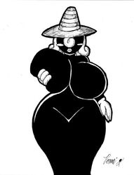 big_breasts black_and_white female female_only konekoryu mario_(series) nintendo paper_mario shadow_siren straight_hair vivian_(paper_mario)